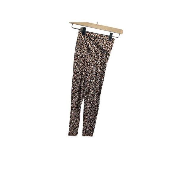 Aerie Chill Play Move Leggings S High Rise Crossover Leopard Print Crop Brown - Picture 4 of 5
